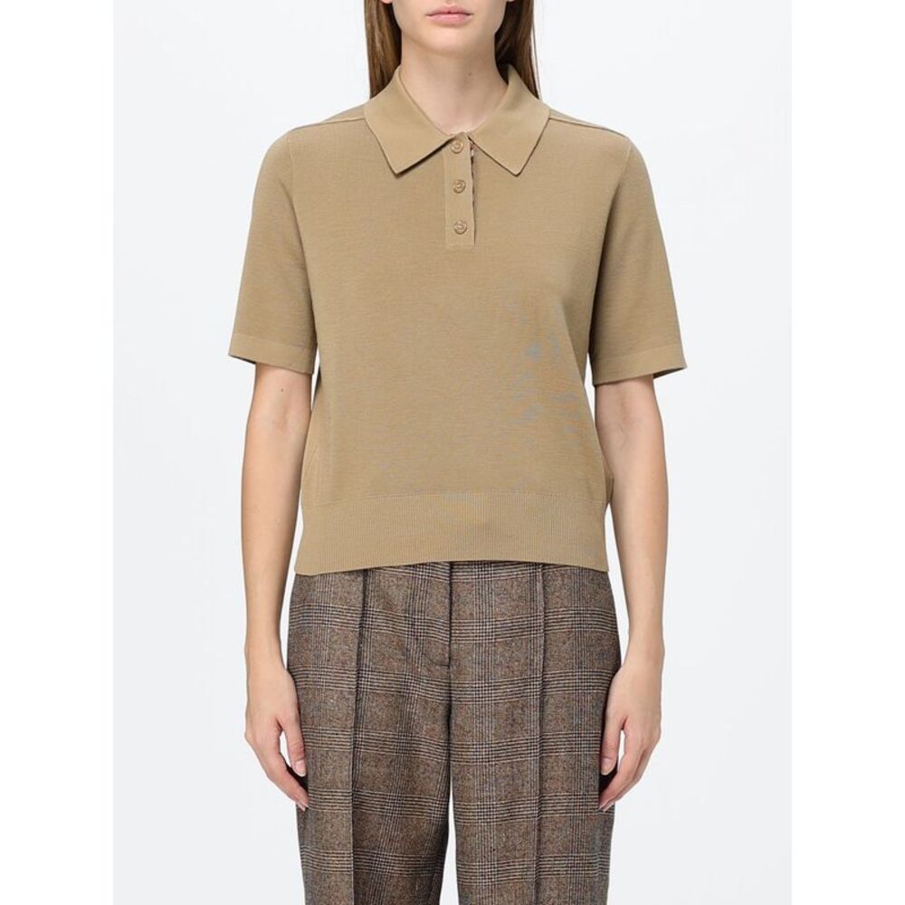 Wool Knit Polo Shirt Burberry With Classic Collar And Ribbed Trims